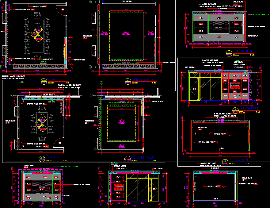 Meeting Room DWG Layout Showing Seating, Tables, and Interior Design