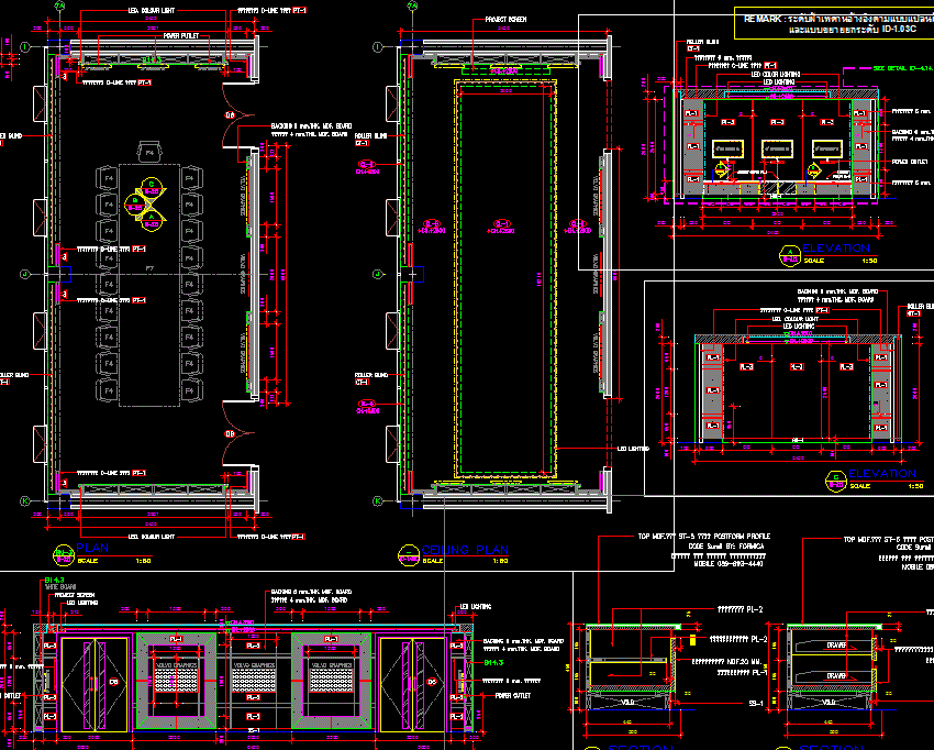 Meeting Room Detailing DWG Showing Tables, Seating, and Interiors