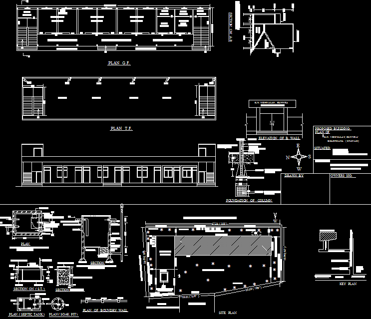 Public School Building DWG for Classrooms, Corridors, and Campus Plan