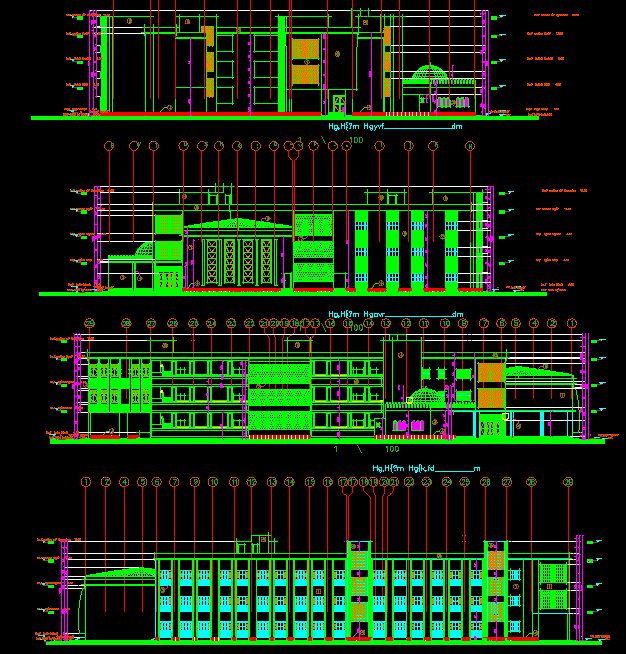 School Elevation DWG CAD for Architectural Facade and Exterior Design