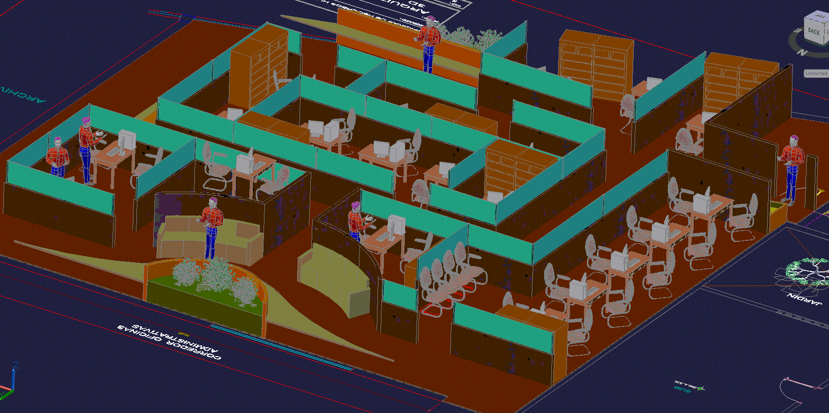 3D Office Interior DWG CAD Design Layout for Workspace Planning