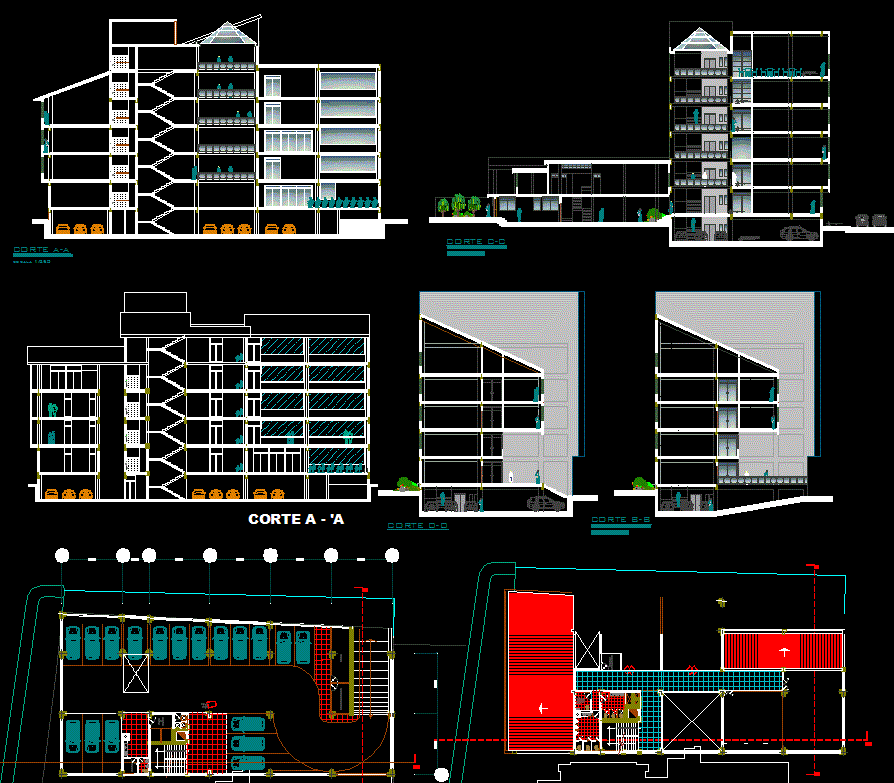 Corporate Building DWG Design Drawing Showing Floor Plan and Layout