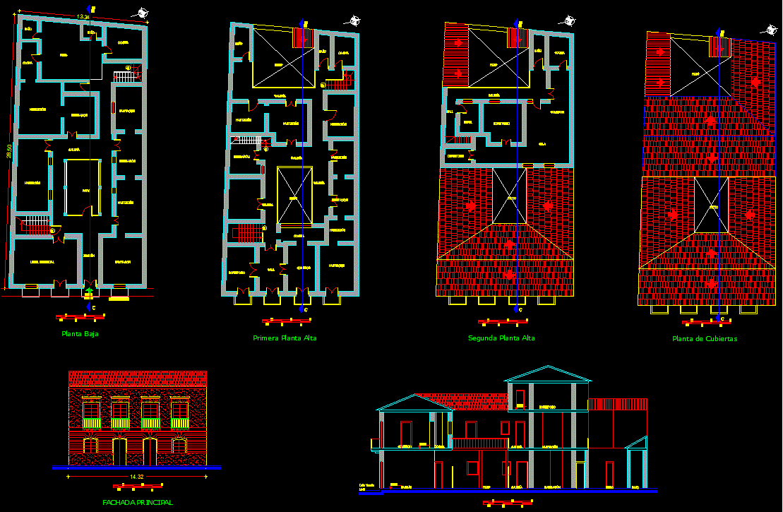 Colonial House Beautiful Design Drawing in Detailed CAD DWG File