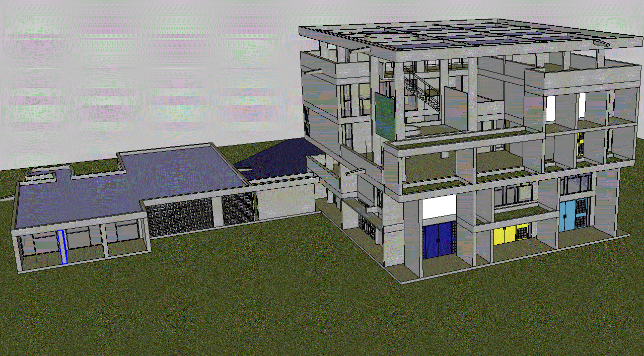 Apartment Building 3D Elevation CAD Drawing File with Floor Layout