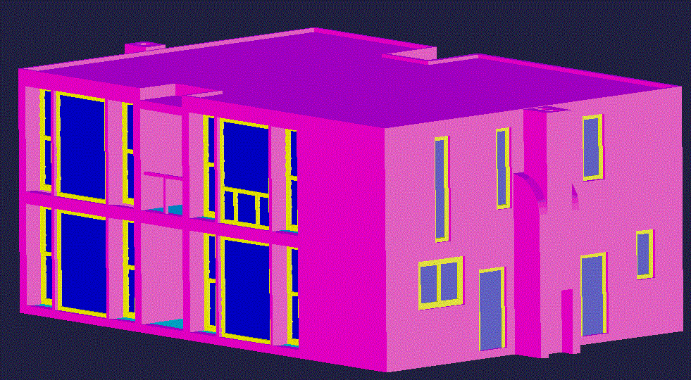G Plus 1 Pink Color 3D House Elevation CAD File with Detailed Layout