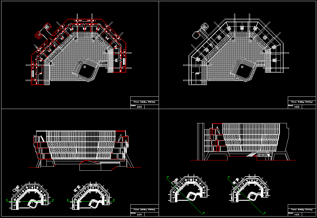 Building Construction DWG Design Drawing with Floor and Section Plans
