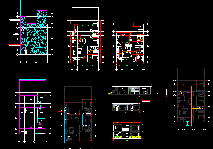 Double Story G Plus One House Plans CAD File for Modern Home Design