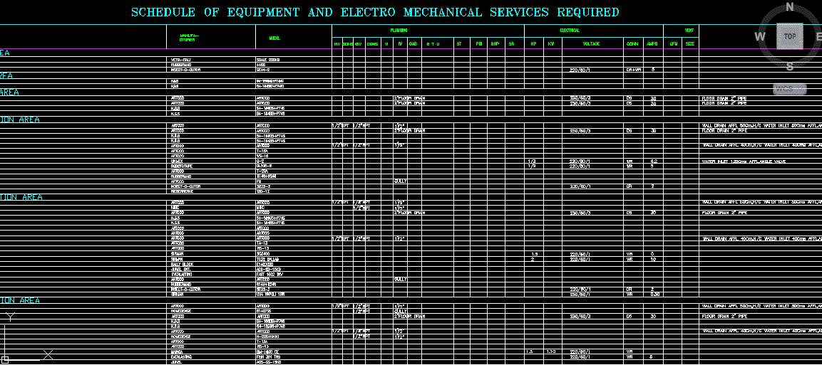 Schedule Equipment Detail DWG File for Mechanical Design Layouts