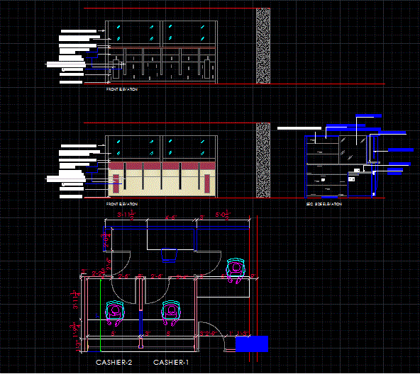 Bank Cash Counter Detailed DWG CAD Drawing for Interior Design Plans