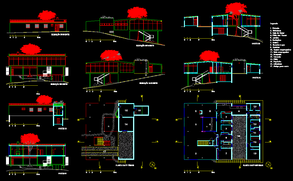 Glass House DWG CAD File with Detailed Architectural Floor Plans