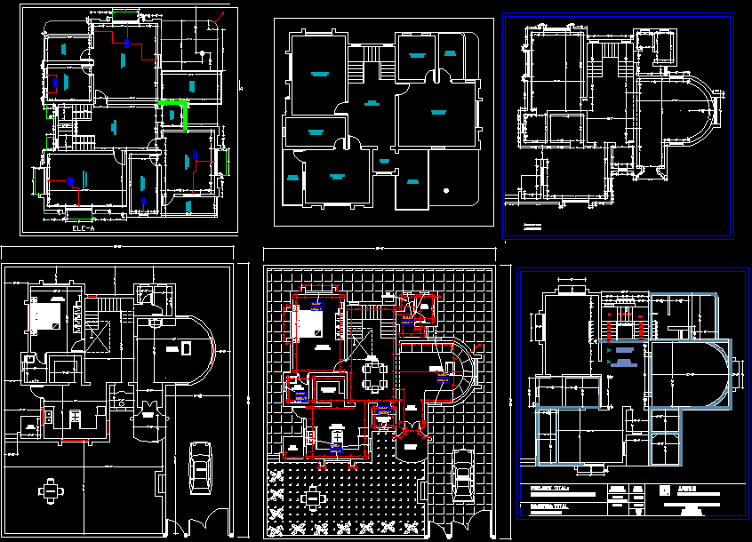 2D DWG Layouts of Single Storey 2BHK House Plans for Interiors