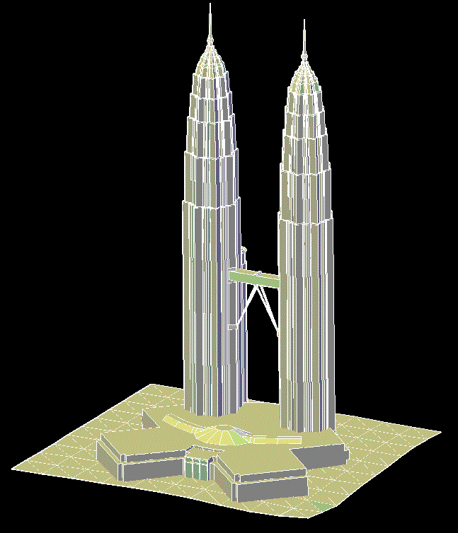 Petronas Towers 3D Architectural AutoCAD DWG Building Drawing
