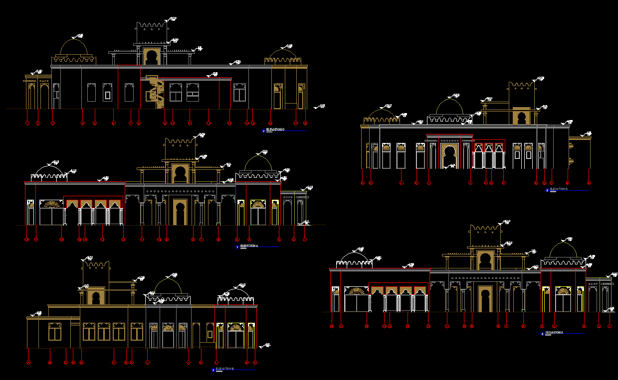 Al Ansari Building Four Side Elevation Detailed AutoCAD DWG File