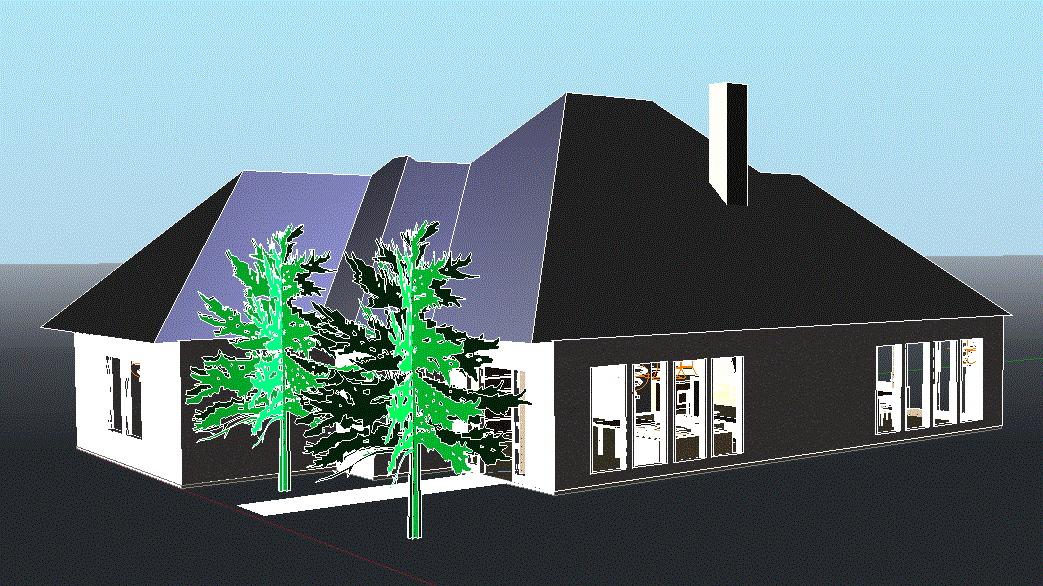 3D Single House Elevation CAD Drawing DWG File for Architects