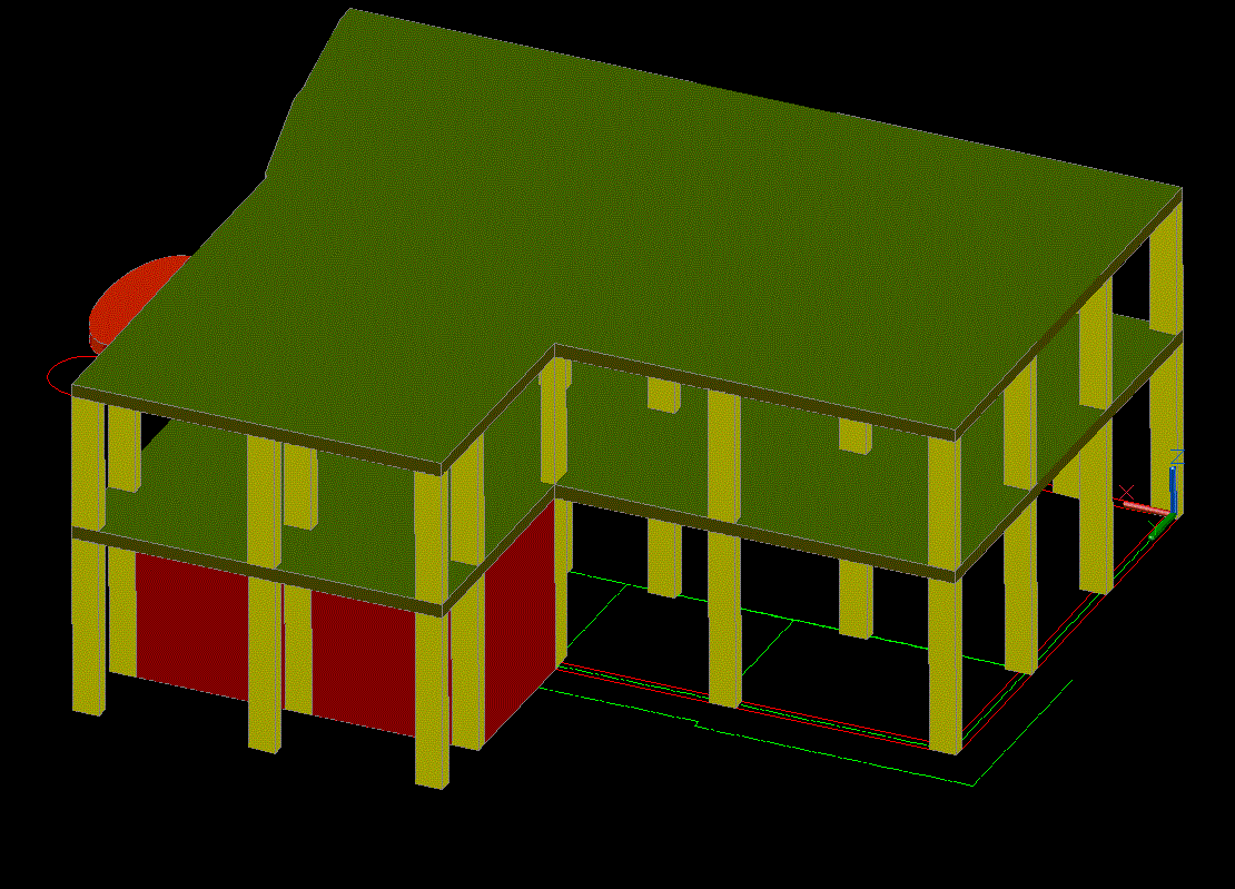 3D House Frame Structure Elevation CAD Drawing File Download