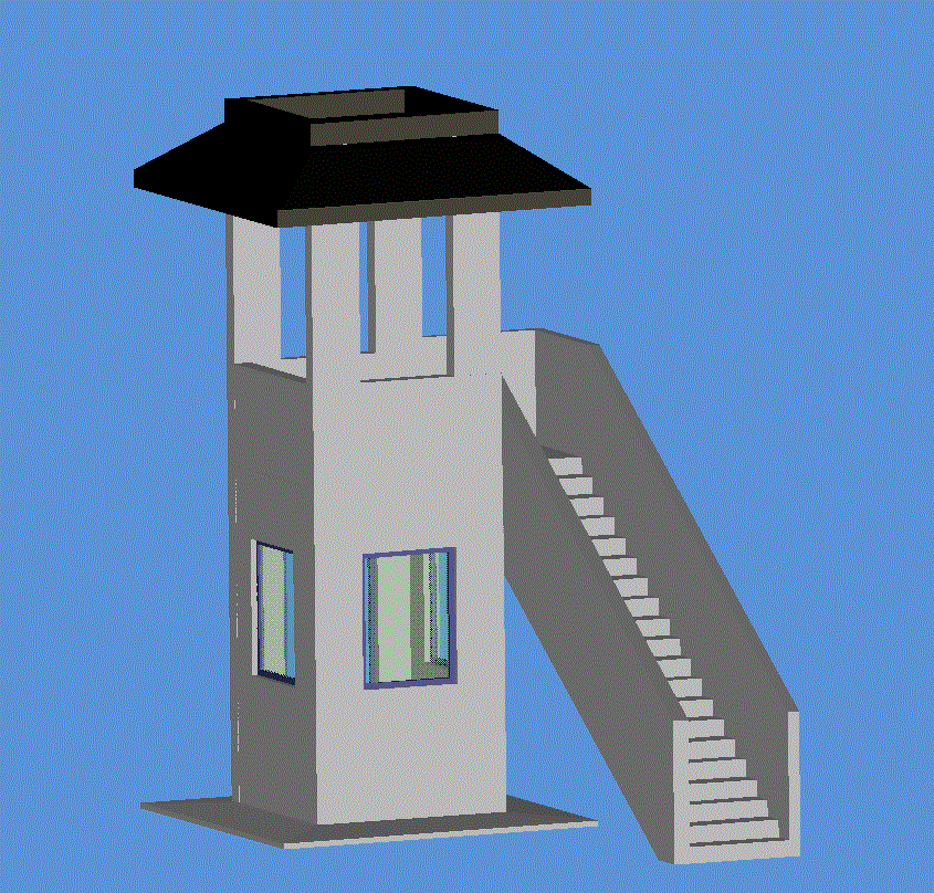 3D Tower Watch CAD Drawing Design in DWG Format for Architecture