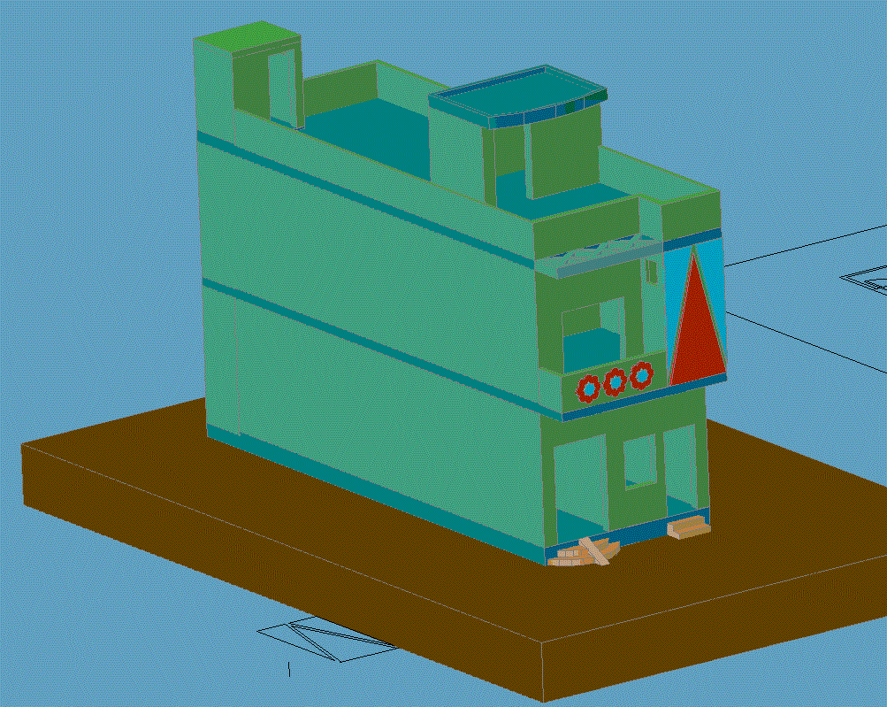 3D Row House Elevation Design DWG File for Modern Architecture