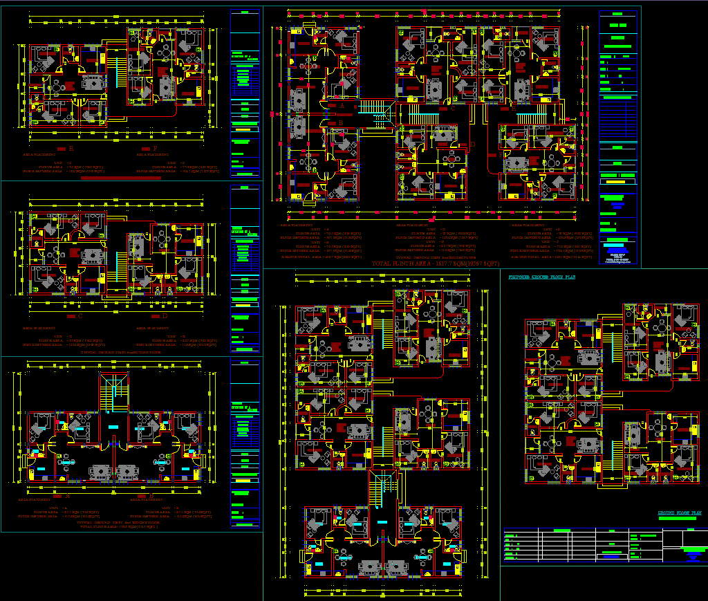 Detailed Apartment Plan Drawings for CAD Architectural Design
