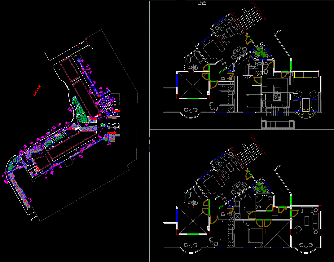 Apartment Layout Plans in DWG Format with Complete CAD Designs