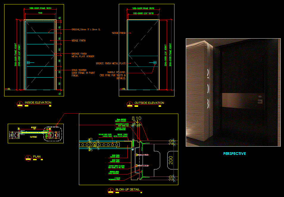 Main Door Design Plans in DWG Format for Architectural Projects