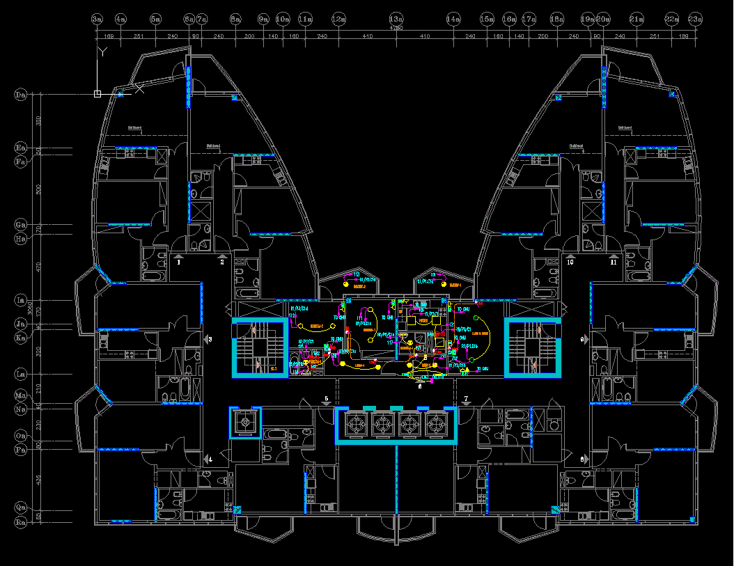 Residential Apartment Building Floor Plan in CAD Drawing File