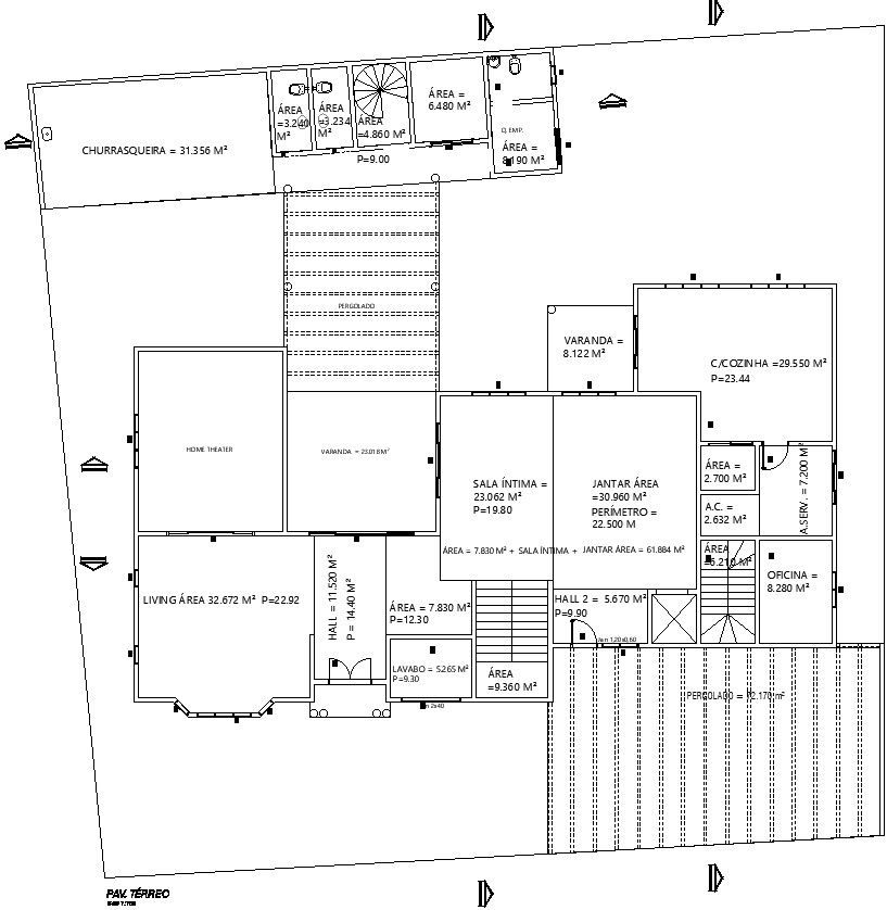 Upper floor plan with detailing