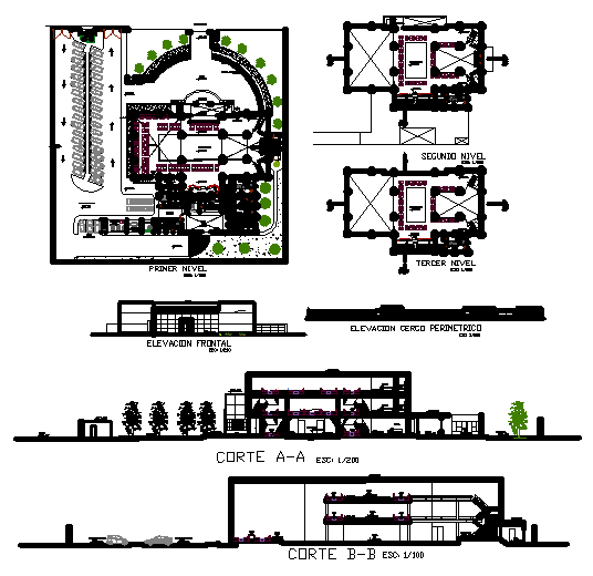 Urban Dance floor building plan and design view dwg file