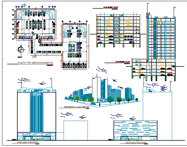 Urban five star hotel architecture project dwg file