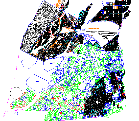 Urban town planning design with side walks and traffic lights dwg file