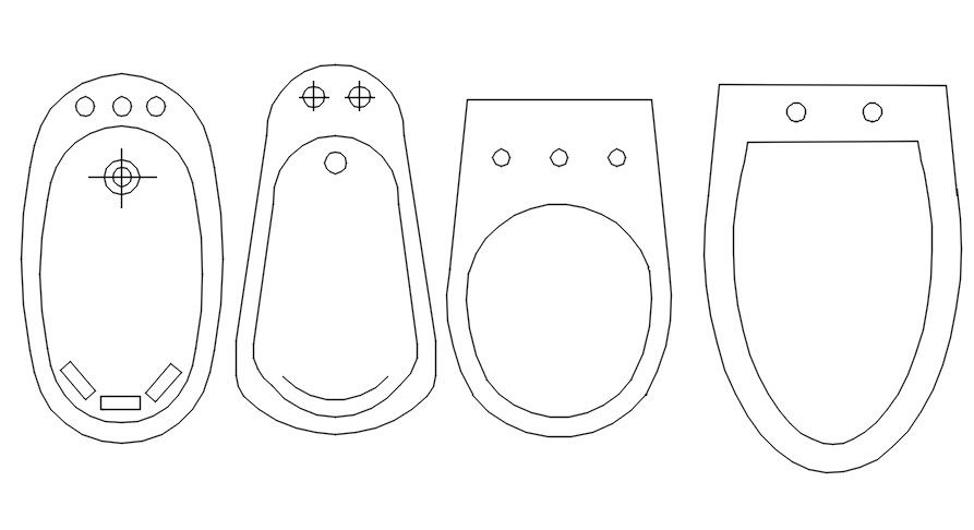 Urinal and WC plan cad blocks in AutoCAD, dwg file.