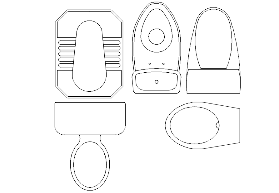 Urinal blocks in AutoCAD 2D, dwg file, CAD file