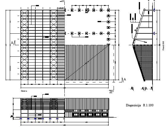 Utilitarian multi-purpose corporate building dwg file