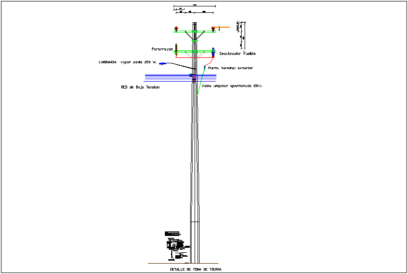 Utility tower one phase mounting structure dwg file