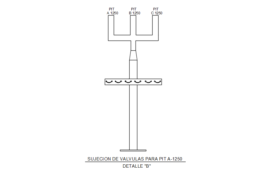 VALVE SUPPORT FOR PIT A-1250 in detail AutoCAD drawing, dwg file, CAD file