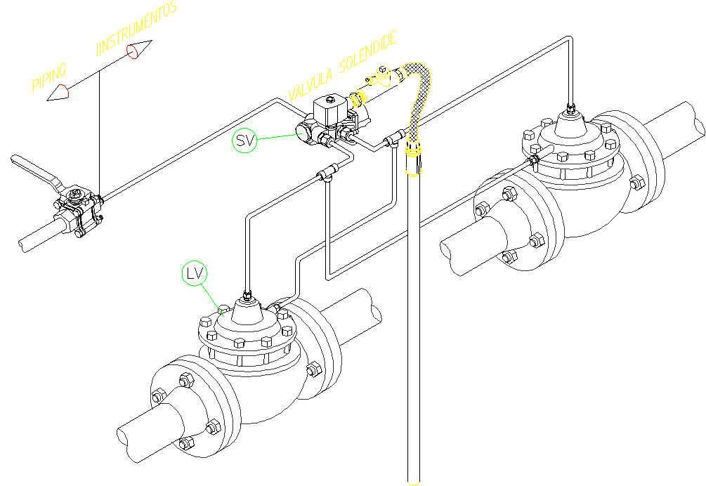 Valve on-off level 3 D plan detail dwg file