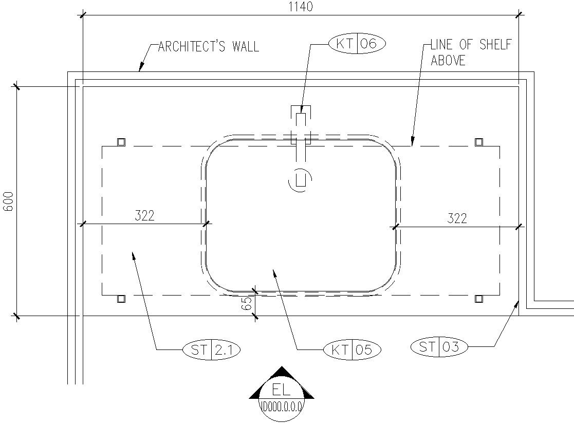 Vanity details on top view.