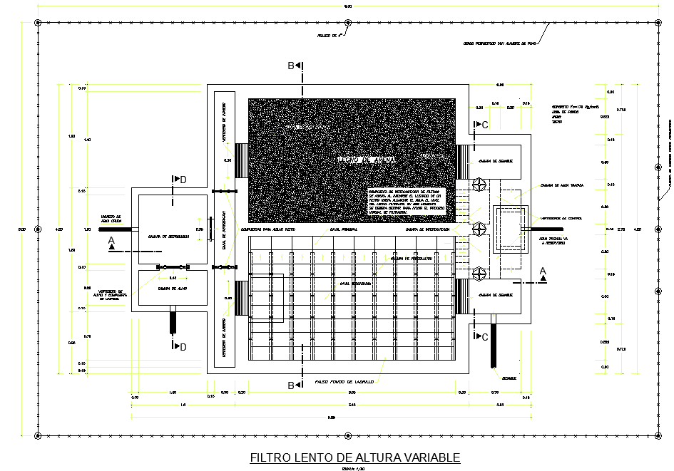 Variable height slow filter plan dwg file