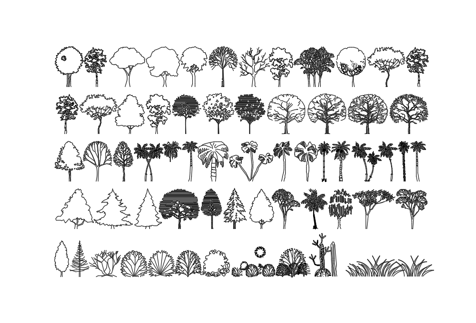 Variety trees designs are given in this Autocad drawing file. Download now.