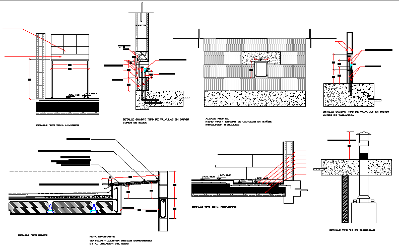 Various construction details of house building dwg file