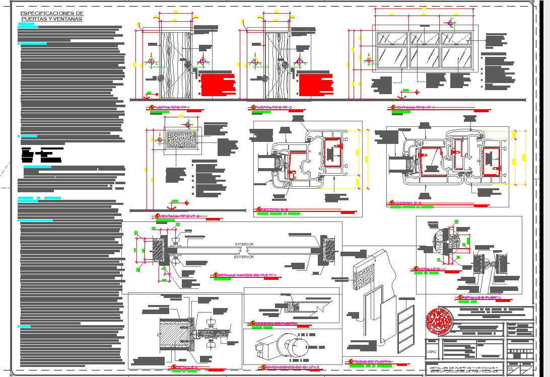 Various type of door and window detail in autocad dwg
