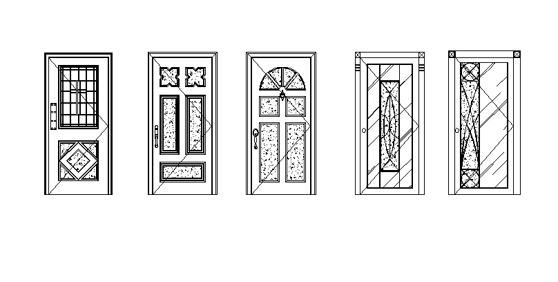 Various types of doors elevation detail