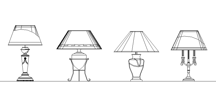 Various types of lamp details front view