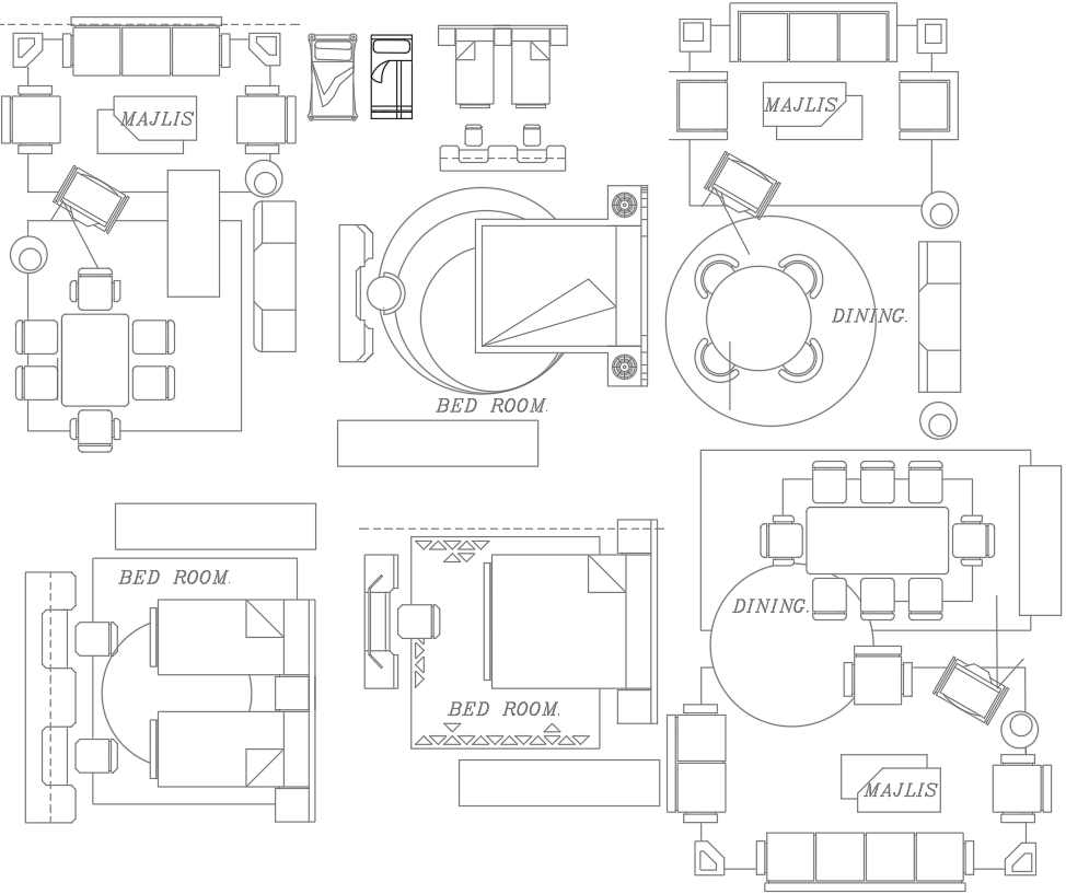 Various Apartment Furniture Variants Detailed in CAD File