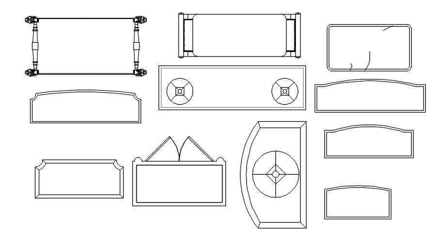 Various designs of the table CAD blocks in AutoCAD 2D drawing, CAD file, dwg file