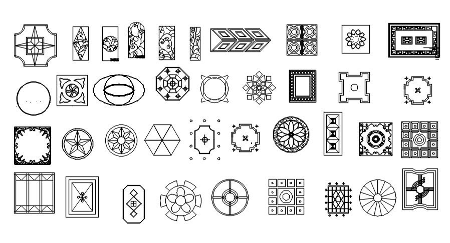 Various pattern design CAD blocks in AutoCAD 2D drawing, CAD file, dwg file