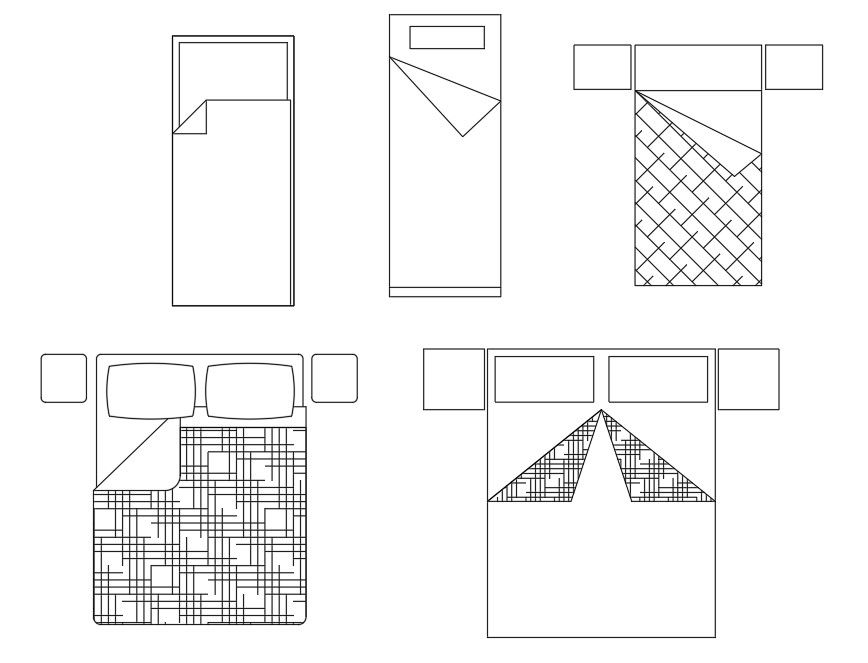 Various types of 2d Bed design Autocad furniture drawing blocks. Download the AutoCAD drawing file. 