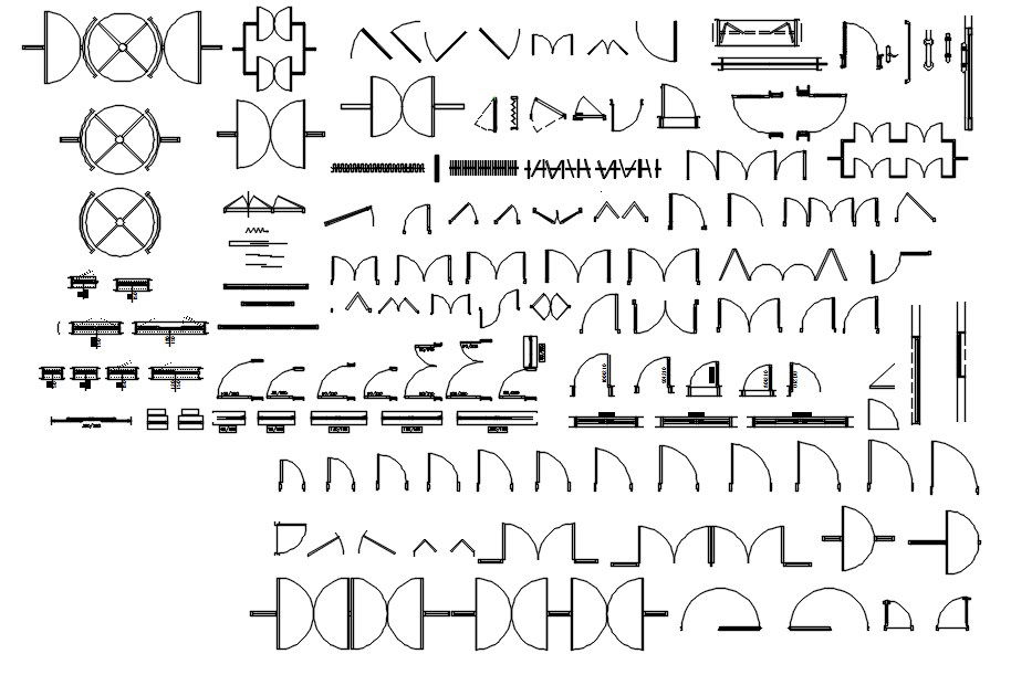 Various types of door section design in AutoCAD 2D drawing, CAD file, dwg file