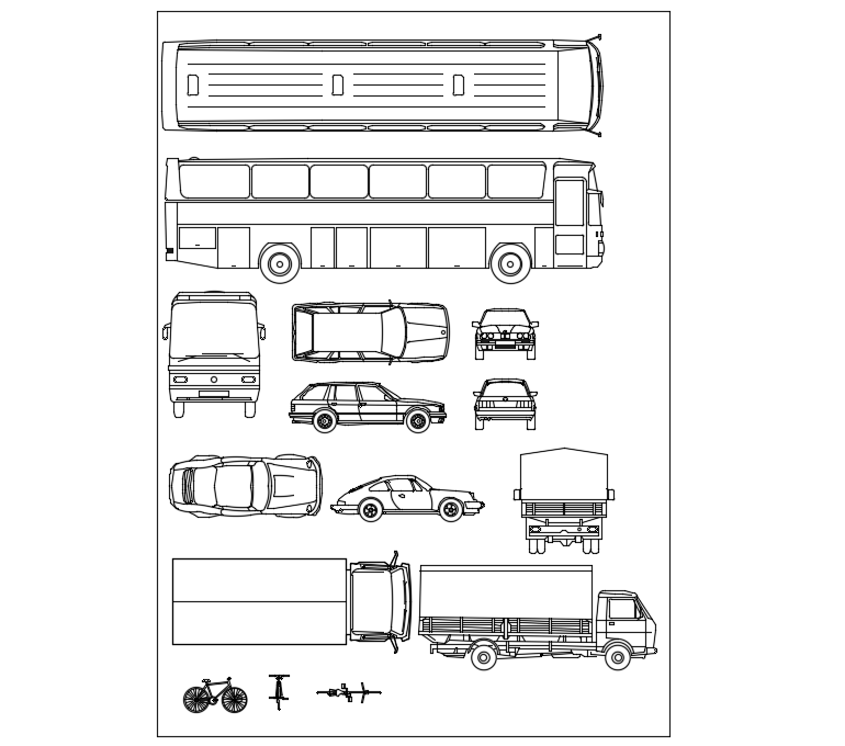 Vehicle different types of block dwg file