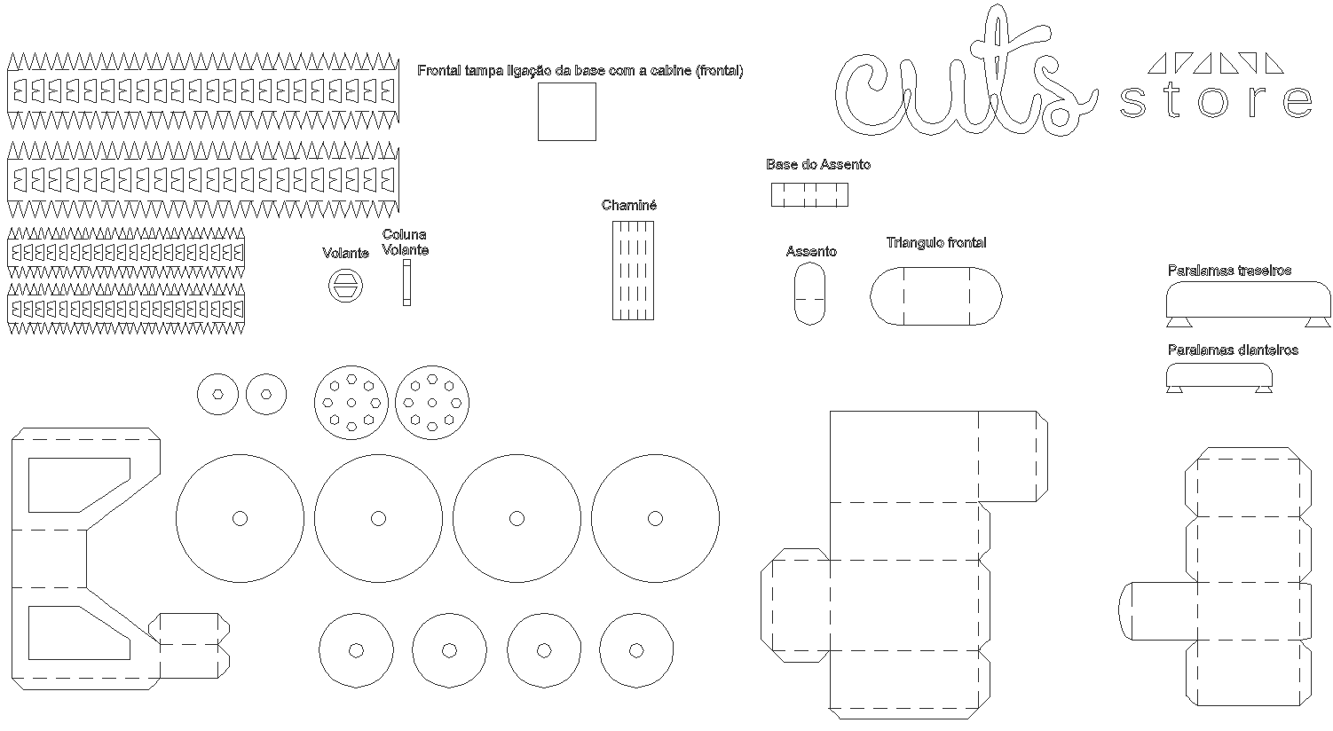 Vehicle 3d origami diy kit by cuts store dwg autocad drawing .