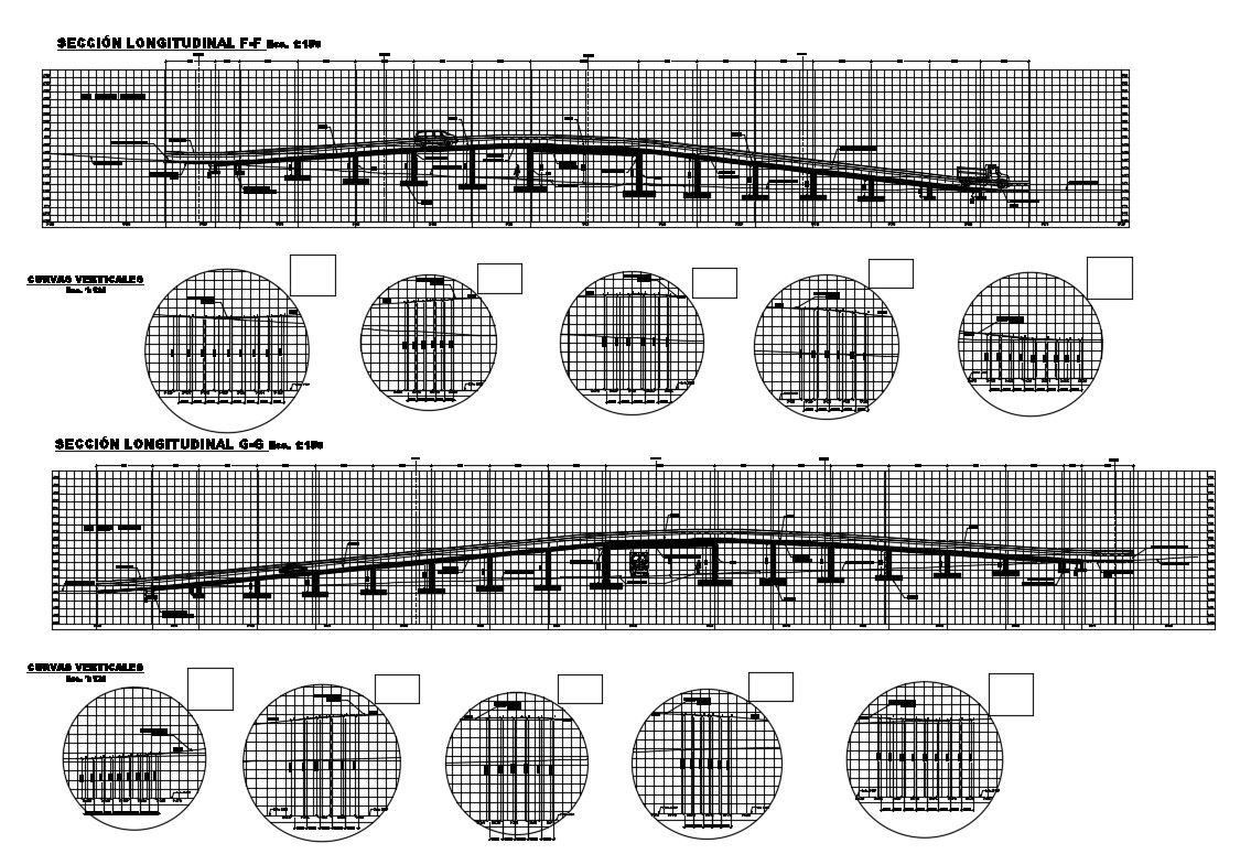 Vehicular bridge longitudinal and transverse constructive section details dwg file